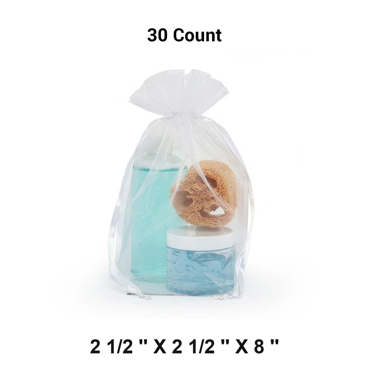 Cardboard Square Bottom Organza Bags 2 1/2 '' X 2 1/2 '' X 8 '' for Packaging